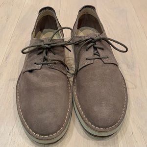 Barneys New York Taupe Suede Leather Blucher Shoes 10M